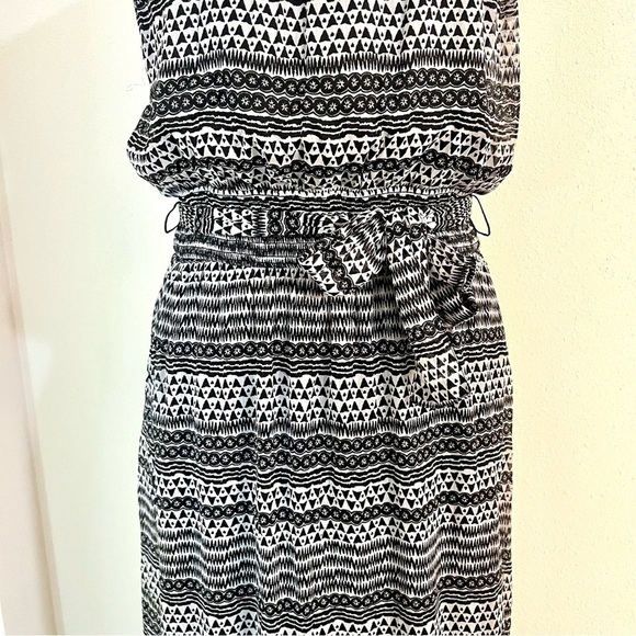 AMERICAN EAGLE OUTFITTERS Tie Graphic Stripe tiered Crepe Maxi Sundress boho S - Picture 3 of 11